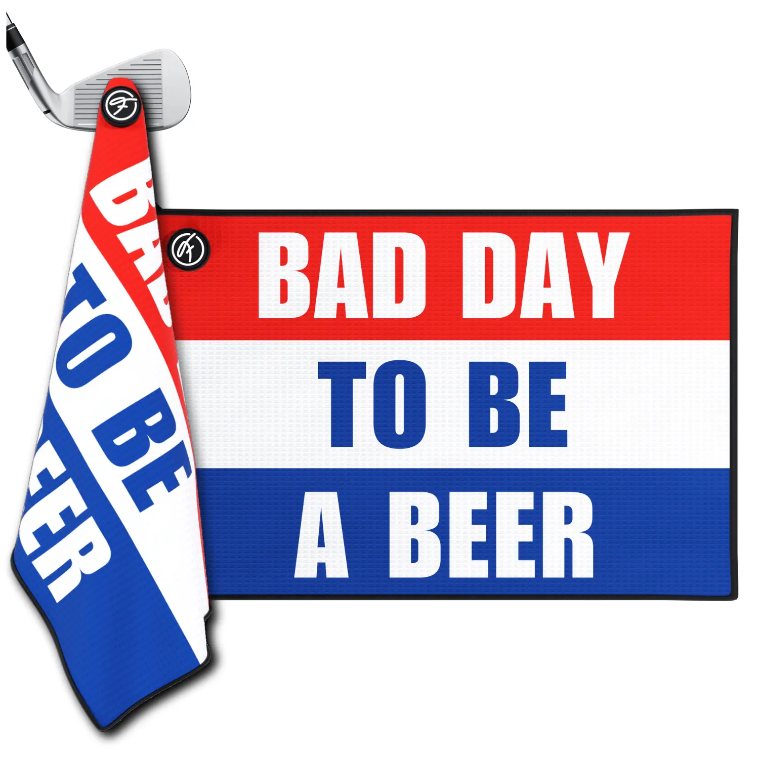 Fore Show Magnetic Golf Towel (Bad Day To Be A Beer) Waffle Microfiber with Magnet for Golf Bags, Carts & Clubs - 24” x 16” Funny Golf Gift Accessory