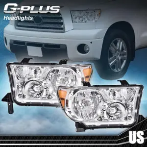 Fit For 07-2013 Toyota Tundra 08-17 Sequoia Clear Headlights Assembly Left+Right