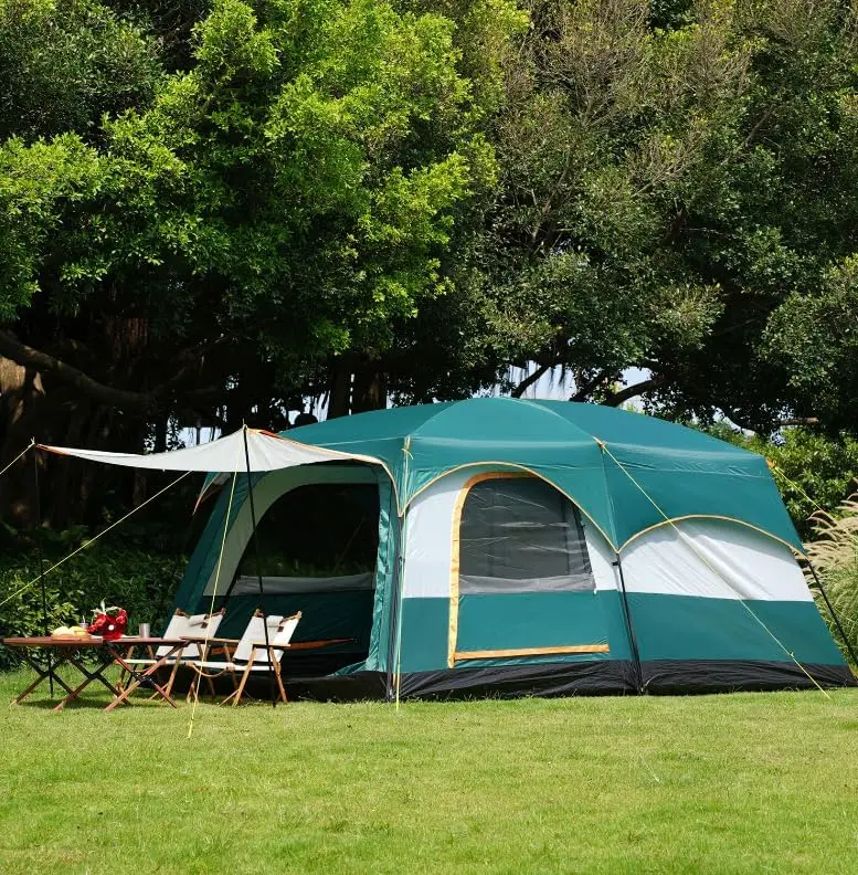 Portable Family Camping Shelter – Large Waterproof Tent with Sunshade Porch & Spacious Interior