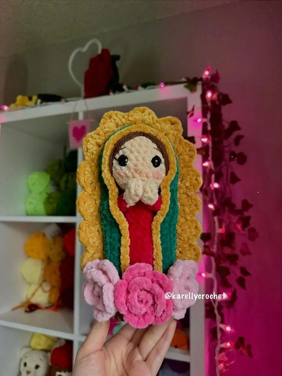 Crochet Virgin Mary Doll Handmade | Our Lady of Guadalupe Amigurumi Plush | Catholic Gift for Women, Prayer Room Decor, Religious Handmade Doll