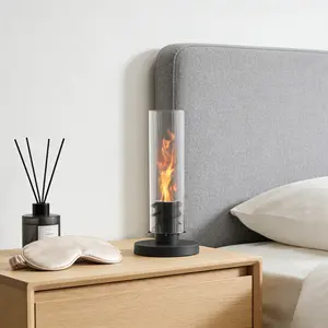 Modern Black Clear Tabletop Alcohol Fireplace Borosilicate Glass 19*39cm For Indoor Outdoor Holiday Decor Easy To Clean