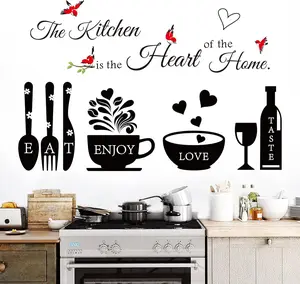 Kitchen Wall Stickers Decals Decor The Heart of The Home Wall Decor Quotes Sign Utensil Art for Home Dining Room Coffee Shop