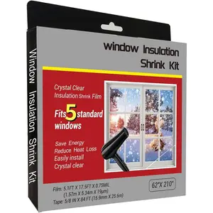 Insulating Film Window Kit to Keep Cold Out Window Shrink Film Insulator Kit (5 Windows)