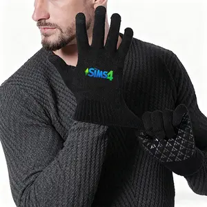 The Sims 4 Logo Knitted Winter Gloves  Soft Warm Touchscreen Compatible Gloves for Casual Outdoor Activities  Ideal for Gaming Enthusiasts and Fans  Perfect Christmas and New Year Holiday Gift for Adults Who Love Video Games and Stylish Cold Weather