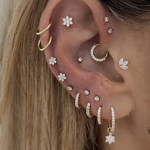 Flower & Leaf Design Earrings Set, Fashionable Earrings for Women & Girls, Casual Jewelry for Party, Daily Clothing Decor, Trendy All-match & Exquisite Jewelry for Birthday Gift, Stud Earring Jewelry, Fashionable Jewelry Accessories