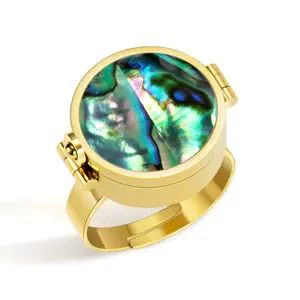 2026 New Adjustable Collapsible Lipstick Ring Titanium Steel Stainless Steel with Abalone Shell Design Natural Melting Body Jewelry Valentine Day  for Girlfriend Women son classic practical trendy all-match birthday  beautiful girl custom gift basic