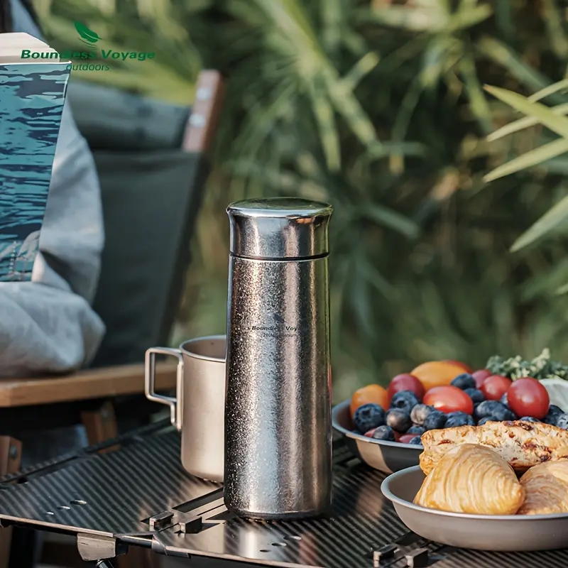 Boundless Voyage Premium Titanum Insulated Water Bottle - 9.47oz, Double-Walled for Heat Protection, Leakproof with Tea Infuser, Ideal for Outdoor Activities, Boundless Voyage