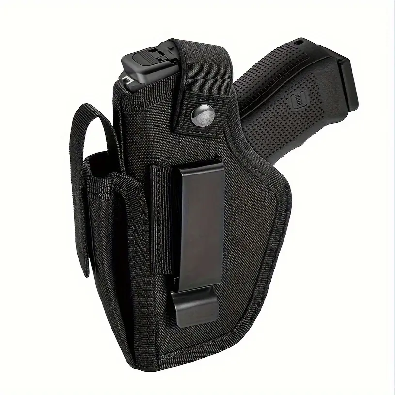 IWB Holster for Concealed Carry, Water-Repellent Nylon Construction with Integrated Magazine Pouch and Secure Metal Clip, Fits Most 9mm Pistols, Holsters