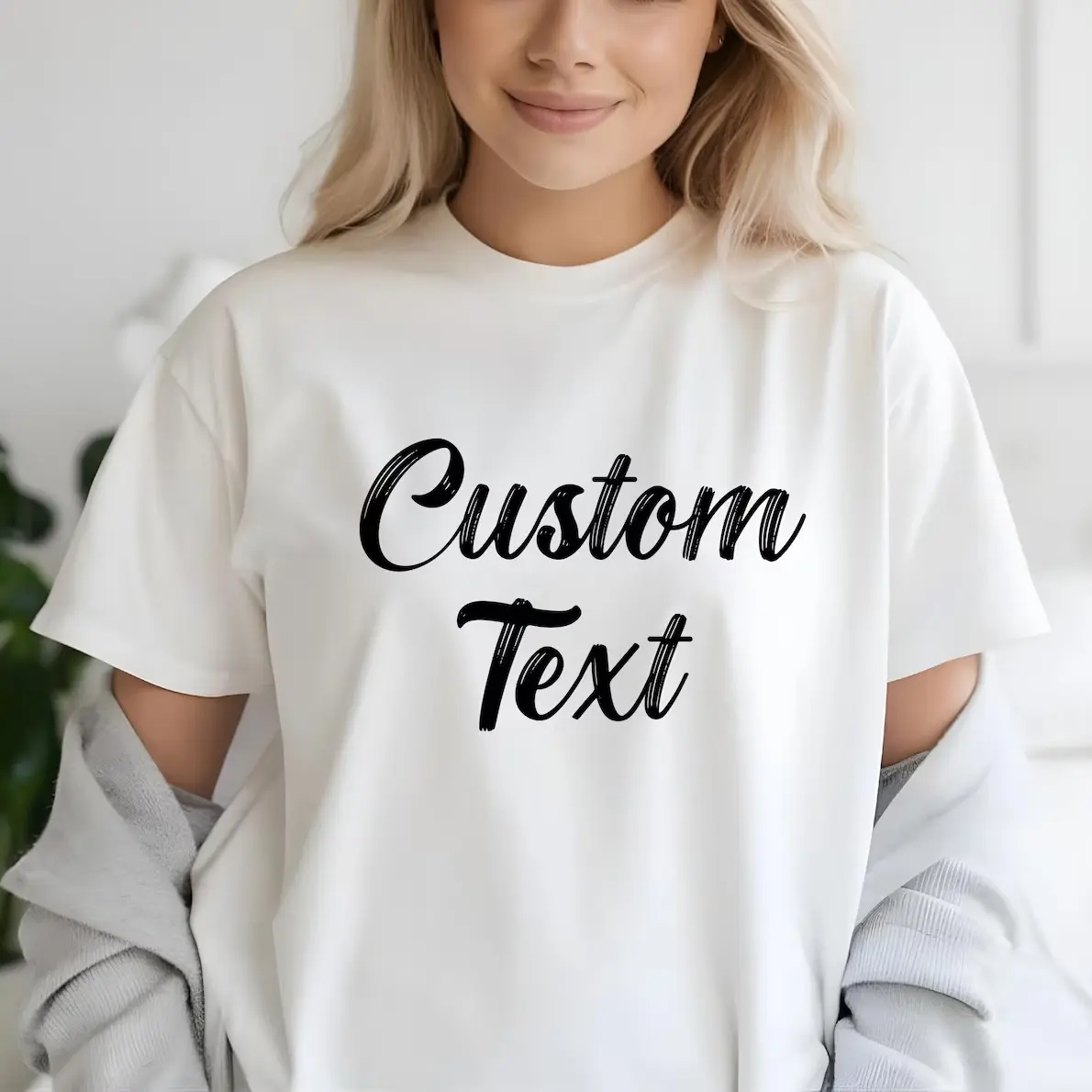 Custom Text T Shirt, Personalised Retro Print T-Shirt, Retro Font Shirt Back Print Personalized Wording Tee Birthday Gift For Her Tee Tops