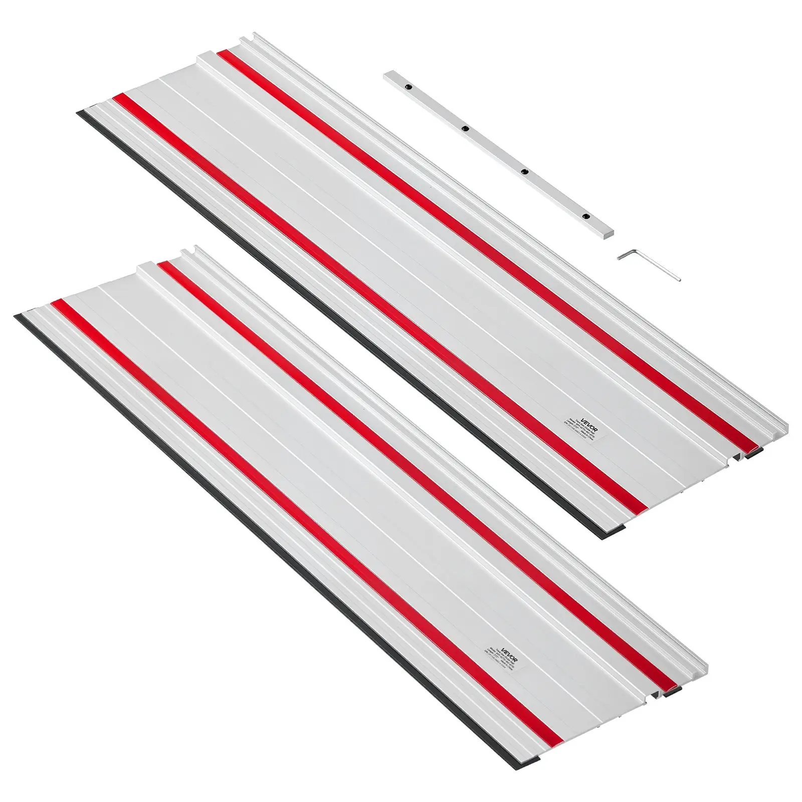 VEVOR Heavy Duty Track Saw Guide Rail Kit, 55-Inch Cutting Range with 2 Pcs 27.5-In Low Friction Aluminum Extruded Rails & 1 Connector, Compatible with Makita, Festool & WEN, for Woodworking & Custom Furniture Projects