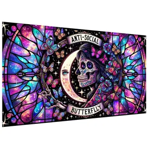 Large Size Skull Butterfly Woman DIY Diamond Art Kit, 5D Diamond Painting for Beginners, Full Drill Rounds, Home Wall Decor Gift, Handmade Gifts