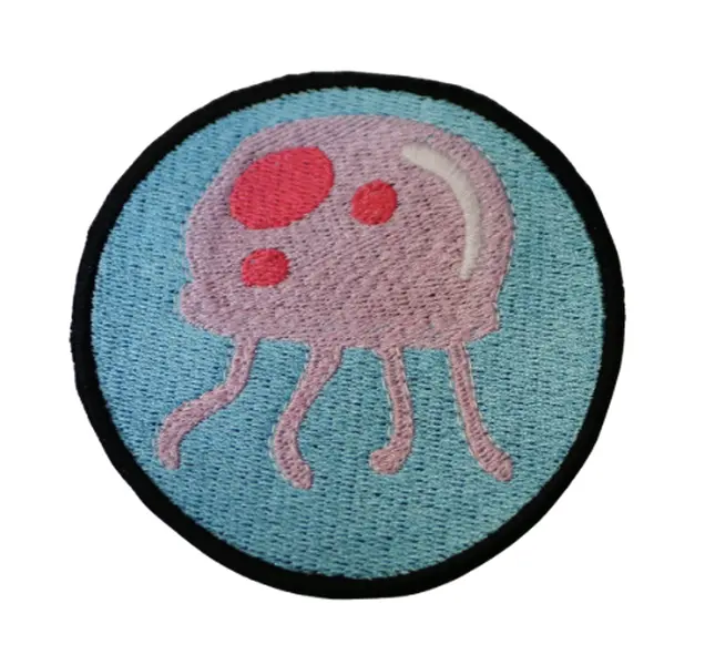 Cute Cartoon Jellyfish Embroidered Patch – Ocean Sea Creature Iron-On Badge
