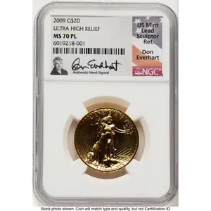 Modern Bullion Coins (2009 G$20 Ultra High Relief, PL Don Everhart)