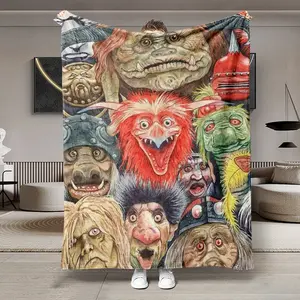 Fancy Monster Theme Flannel Blanket, Soft Lightweight Warm, Perfect for Bed Sofa Throw Office Camping Travel, Multifunctional Gift