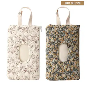 Floral Hanging Wet Wipe Zipper Bag with Handle, Portable & Convenient for Baby Stroller, Daily Use, Travel, Makeup, Outdoor Storage