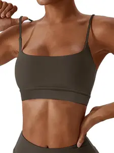 Women's Solid Adjustable Strap Sports Bra, Gym Sports Bra, Breathable Comfortable Wireless Workout Bra, Ladies Sportswear for Indoor Outdoor Wear