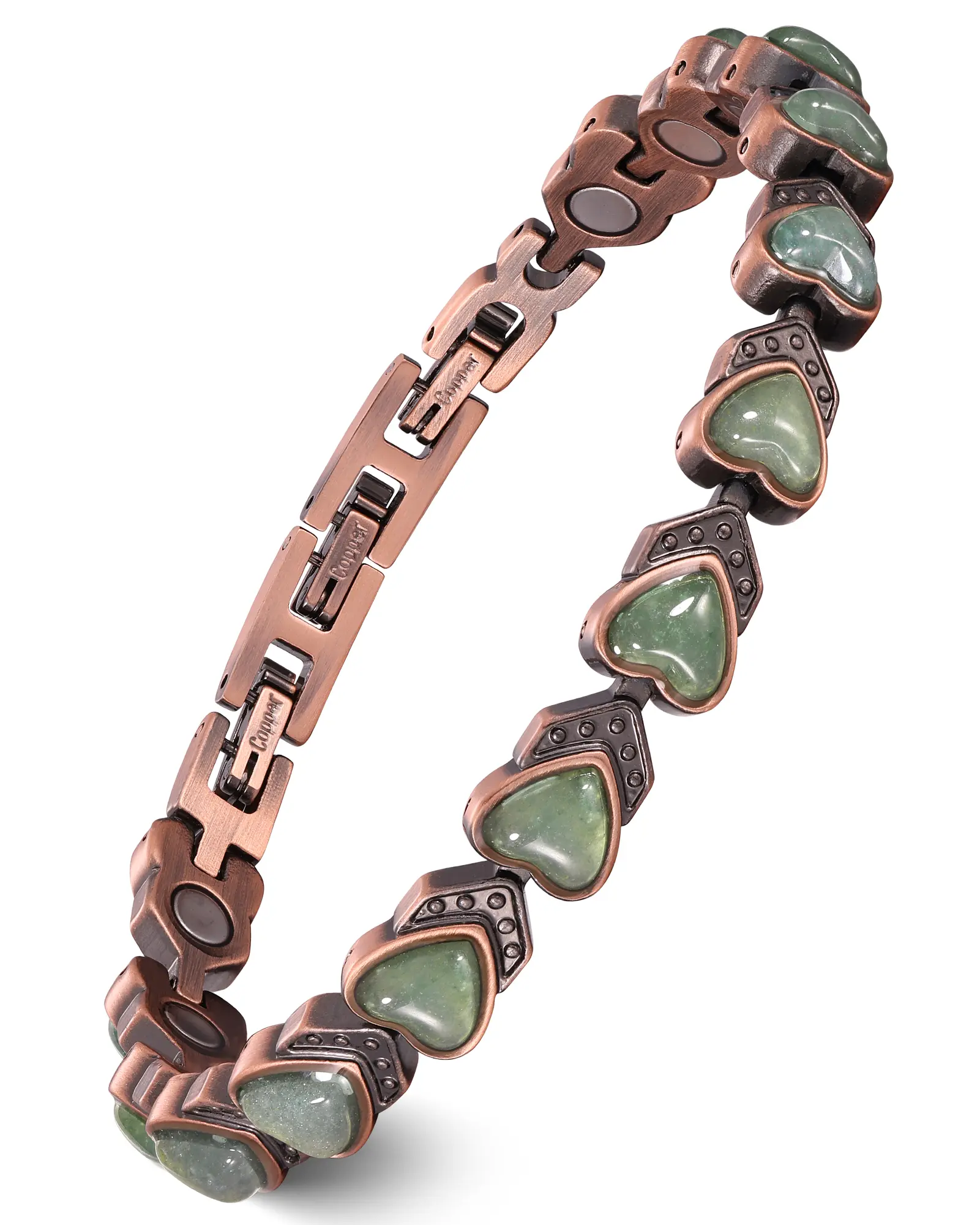 Jecanori Magnetic Copper Cuff Bracelet for Women with a Natural Unique Gemstone, Stylish Fashion Costume Jewelry, Gemstone Accent, Luxe Touch, Arm Candy Accessories, Female, Casual, Basic
