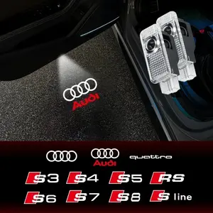 2Pcs Car HD Projector Lamp LED Auto Door Welcome Light For Audi RS A6L A7 A4L Q5 Q7 A8 Q3 S Line S3 S4 S7 S6 S8 A5 A3 A4 Quattro