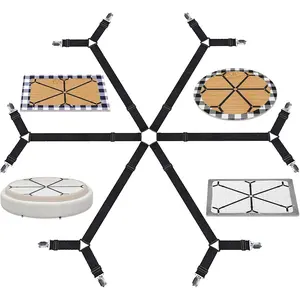 Adjustable Elastic Bed Sheet Holder Straps, Tablecloth Clip Suspender Fasteners Keep Sheets Firm in Place for Twin Full Queen King Bed Round Square Mattresses Table