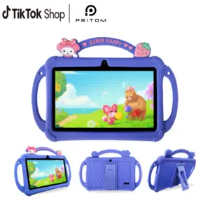 [Summervibes] PRITOM Kids Tablet 7 inch Android 13 Bluetooth WiFi HDScreen with Protective Case Parental Control System Dual Cameras Pre Installed Educational Apps Ideal Learning Tablet for Boys and Girls Pink Blue Best Gift For Kids MothersDay Gift