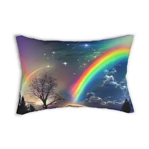Rainbow Landscape Lumber Pillow Home Decor with Vibrant Colors and Serene Scene for Cozy Living Spaces