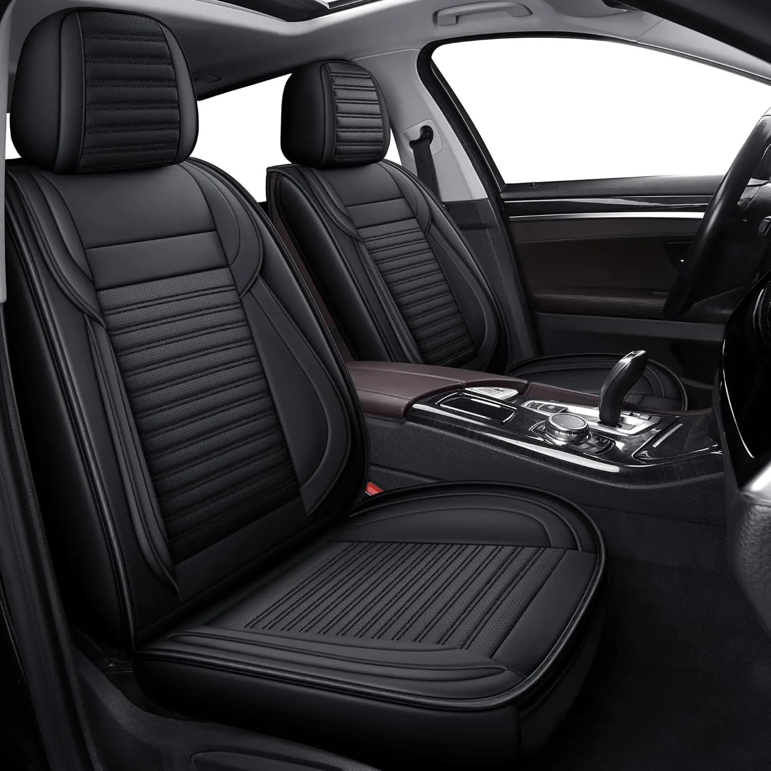 LINGVIDO Universal Car Seat Covers | Nappa Leather, Black