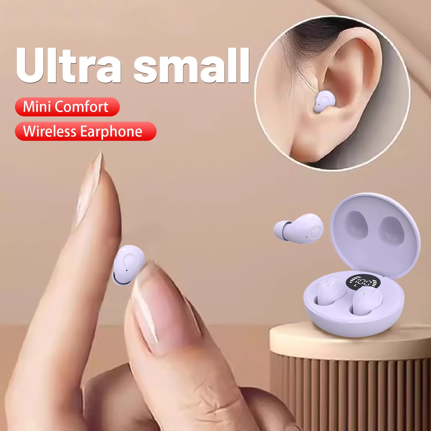 Invisible Bluetooth 5.4 Sleep Earbuds - Mini Soft In-Ear Wireless Earphones for Small Ear Canals, Ideal for Sleeping & Workouts noise cancellation function volume control headset touch operation immersive sound audifonos para dormir