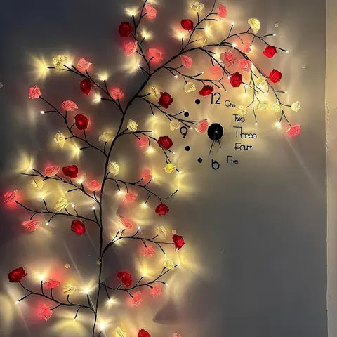 96 LED Rose Tree Shaped Light,1Count USB Powered LED Light String,DecorativeLight for Home Party Wedding Festival, PartyDecor