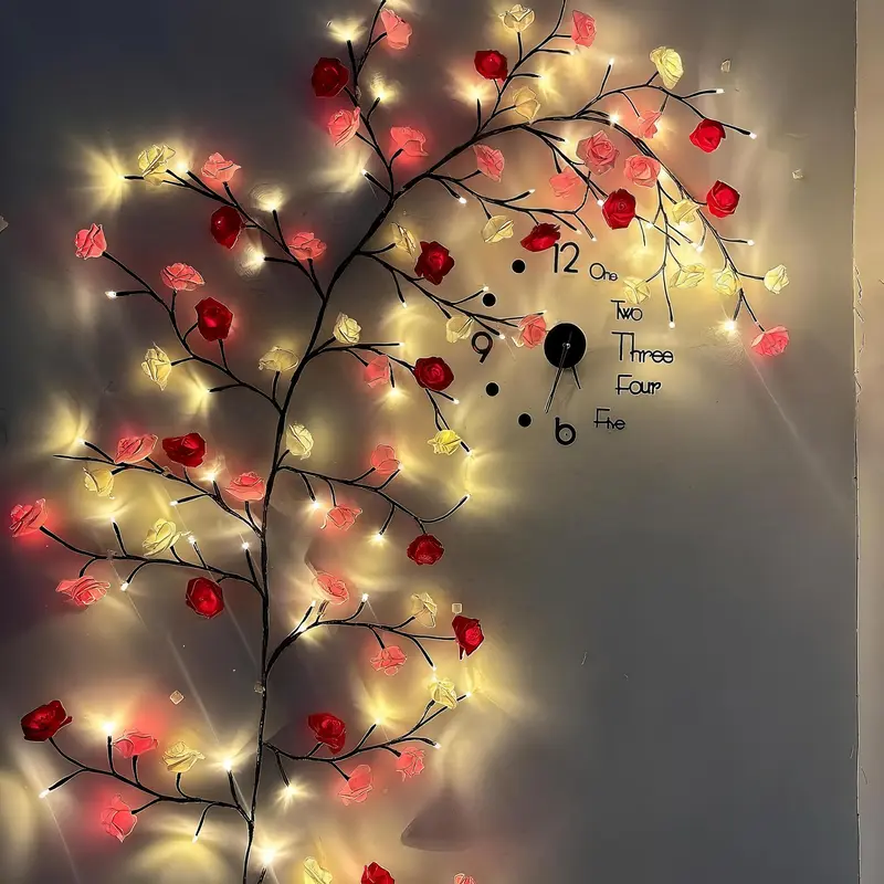 96 LED Rose Tree Shaped Light,1Count USB Powered LED Light String,DecorativeLight for Home Party Wedding Festival, PartyDecor
