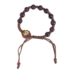 Adjustable Orthodox Prayer Bracelet, Wooden Jesus Icon Wristband, Christian Faith Gift for Believers, Religious Praying Accessory