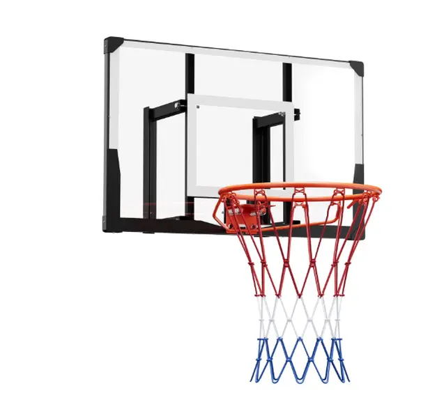 KFFKFF Wall-Mounted Basketball Hoop, 44-inch PC Backboard with Durable Steel Frame, 0.08-inch Thick Backboard, Reinforced Nylon Net, Suitable for Indoor and Outdoor Play
