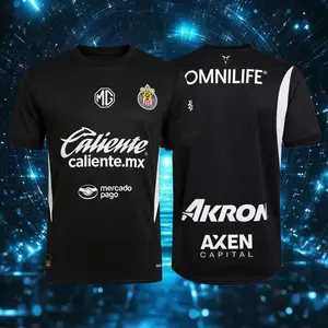 24 25 Chivas de Guadalajara Mexico LIGAMX Goalkeeper Away Black Short Sleeve Soccer Jersey Fans Version