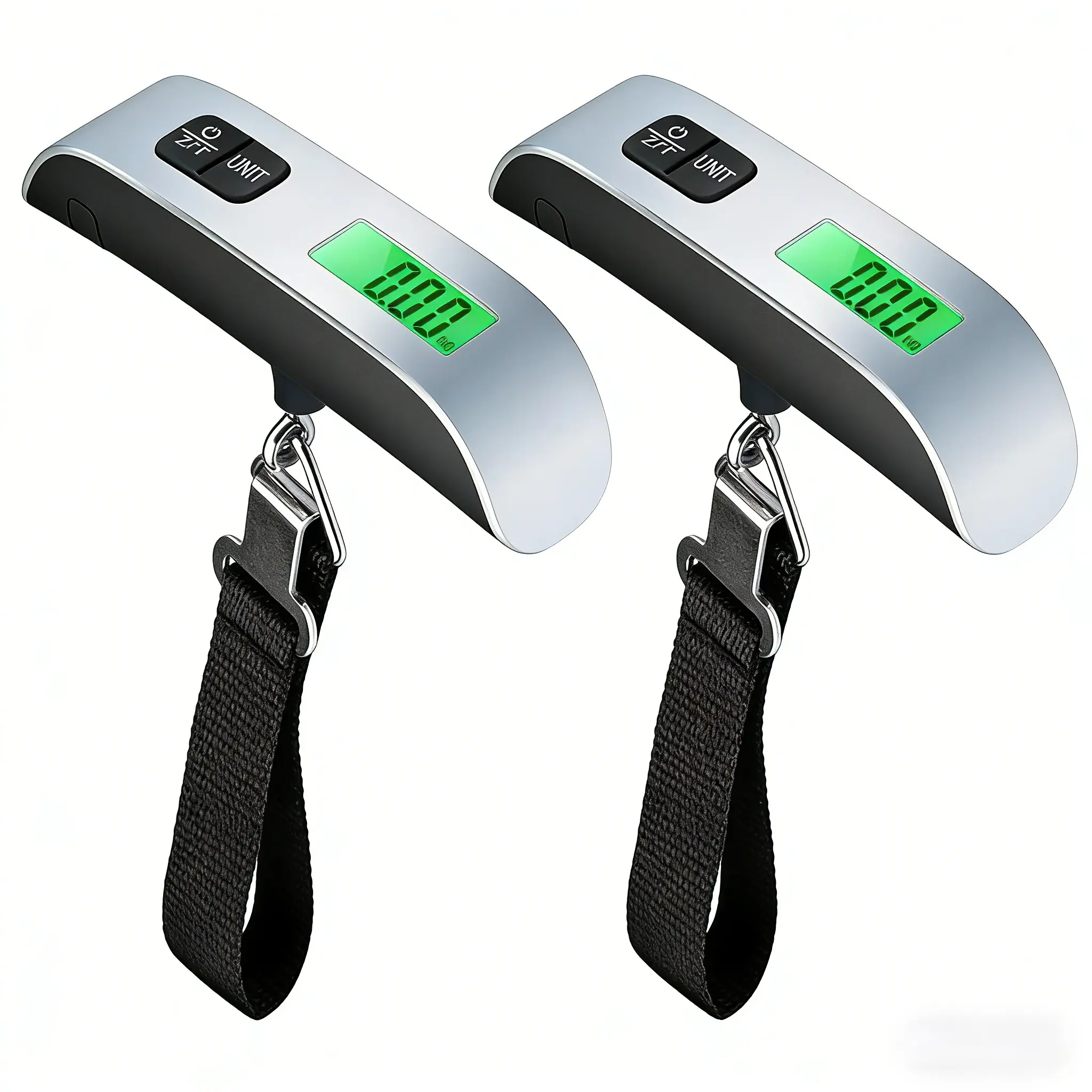 GMOX Mini Luggage Scale, 2 Pack Portable Handheld 110lbs High Precision LCD Display with Nylon Strap, 4 Unit Switching Tare Temperature Accurate Weighing, for Frequent Travelers Business Trippers Shoppers, for Airport Travel Shopping Household Use