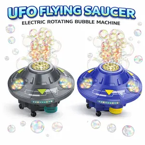 Remote Control Bubble Car for Kids, UFO Bubble Machine Toy with Automatic Bubble Blower, Rotating Bubble Gun, LED Lights, Obstacle Avoidance, Rechargeable RC Toy for Outdoor Play, Easter Birthday Party Gifts