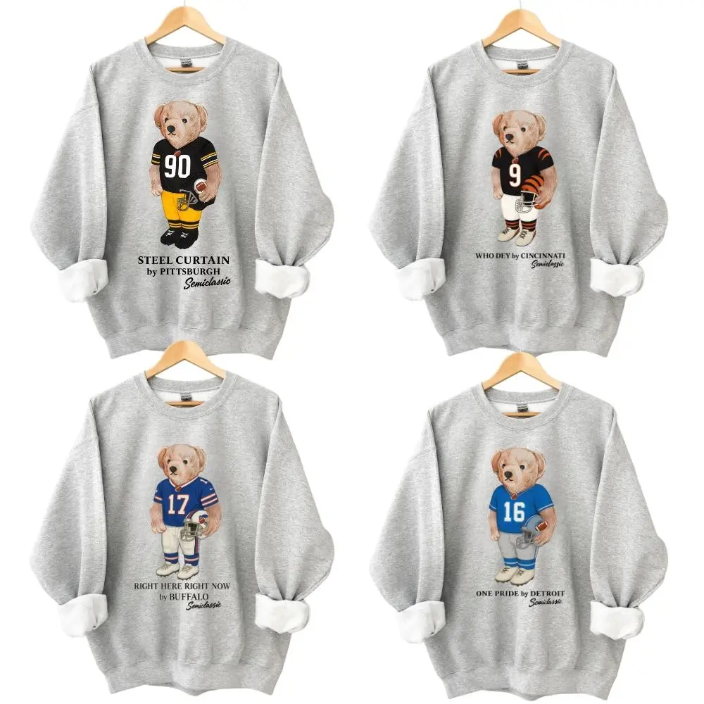 Football All Team Graphic Sweatshirt Pullover Vintage Sport Varsity Crewneck