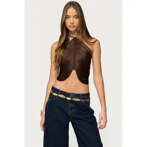 Hara Fringed Crisscross Backless Top