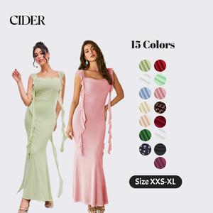 Cider Mesh Ruffle Hem Maxi Dress Dealsforyou