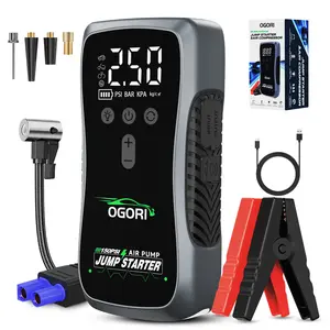 OGORI Portable Car Jump Starter 7000A (ALL Gas, 10.0L Diesel)with Air Compressor, 150PSl Tire Inflator, 12V BatteryCharger Jumper Box with LCD Display Car Battery Jump Starter multi-functional auto