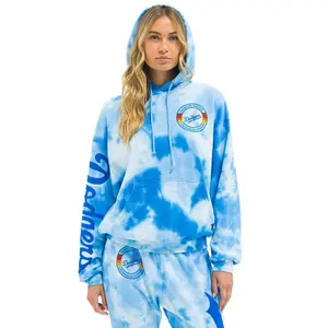 LOS ANGELES DODGERS HAND DYED RELAXED PULLOVER HOODIE - TIE DYE BLUE