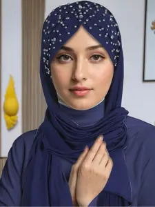 Women's Ethnic Style Modesty Beaded Turban Hijabs Headscarf Cap, Plain Pattern Fitted Design, Multi-Color Options for Daily Religious Activities
