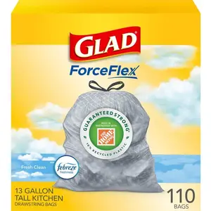 13 Gal. Tall Kitchen Drawstring Fresh Clean Scent with Febreze Freshness Trash Bags (110-Count)