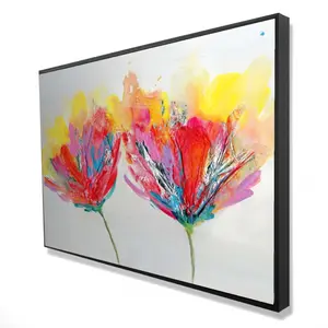 360 Stand Framed Wall Artwork - 24x36 in Colorful Watercolor Floral Design with Butterfly, Home Decoration for Living Room, Artistic Home Supplies Posters & Prints, Flower