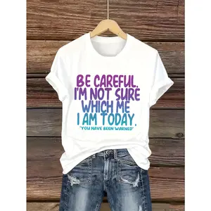 Womens Funny Graphic Tee Short Sleeve Crewneck Soft Cotton Casual Loose Fit Trendy Letter Print Shirt For Daily Wear Weekend Street Style Outfit