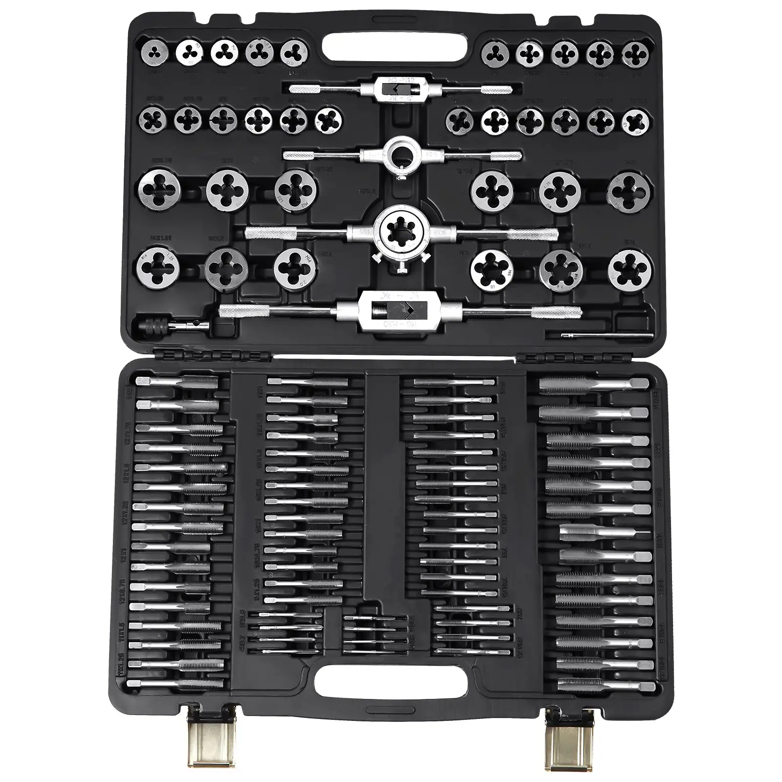 VEVOR Tap and Die Set, 110-Piece Include Metric Size M2 to M18, Bearing Steel Taps and Dies, Essential Threading Tool for Cutting External Internal Th