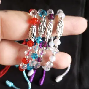 Virgencita glass bead adjustable bracelet