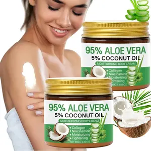 2 Bottles Body Moisturizer Cream with Aloe Vera & Coconut Oil for Dry Skin Suitable for Hands Feet Face & Body Deeply Hydrates Autumn Winter Essential Travel Size Body Lotion Facial Cream Daily Skincare Best Gift for Parties