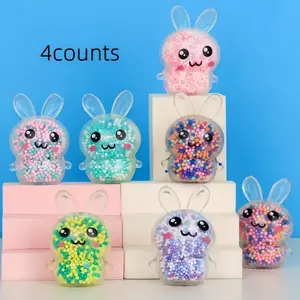 4 Piece Easter Bunny Stress Relief Balls, Colorful Sensory Toys, Kawaii Squishies, Perfect for Girls, Easter Party, Holiday Gifts