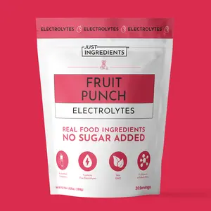 Just Ingredients Fruit Punch Electrolytes – 30‑Serving Hydration Drink Mix with Coconut Water, Sea Salt, and Trace Minerals – Supports Hydration, Recovery, and Electrolyte Balance*