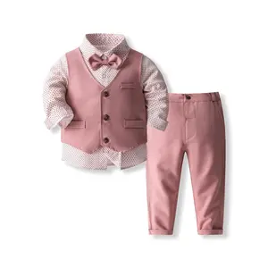 Gentleman Suit for Boys, Including a Shirt, a Collared Vest, And Pants, Suitable for Formal Occasions, Photography, Birthday Parties, And Weddings