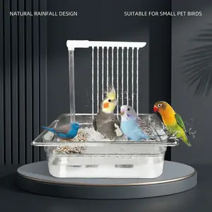 Automatic Water Circulation & Self-Cleaning Bird Bath, Feeder Pole-Compatible Parrot Shower Box for Medium-Large Birds (Sun Conure, Cockatiel, Lovebird, Small African Grey), Green tiktokshopspringglowup